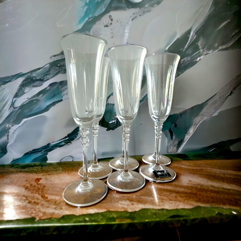 Vintage 6 Mikasa SONNET crystals champagne flute